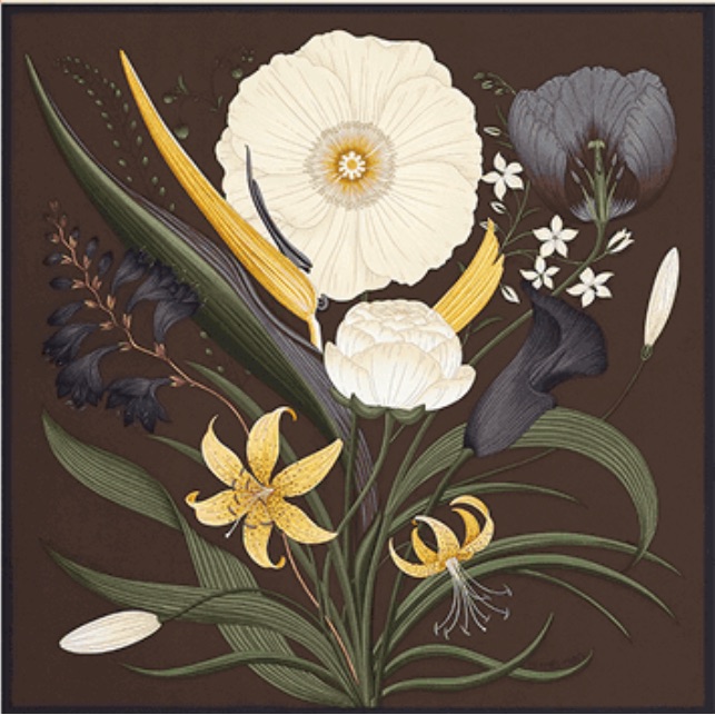 New Hermes Bouquet Final Carre Twill Floral Silk Scarf In Brown And Yellow